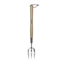 Produktbild: Kent & Stowe Handgabel lang – Blumengabel aus Edelstahl für die Gartenpflege, Gartengabel mit langem Stiel aus Eschenholz, Länge: 58,5 cm, Holzfarbe/Silber