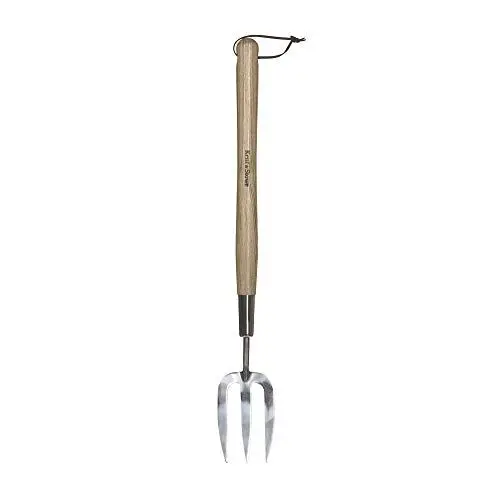 Produktbild: Kent & Stowe Handgabel lang – Blumengabel aus Edelstahl für die Gartenpflege, Gartengabel mit langem Stiel aus Eschenholz, Länge: 58,5 cm, Holzfarbe/Silber