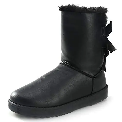Produktbild: Kentti Damen Bow Elastische Gurte Winter Warm Gefüttert Schneestiefel Schwarz 40 EU