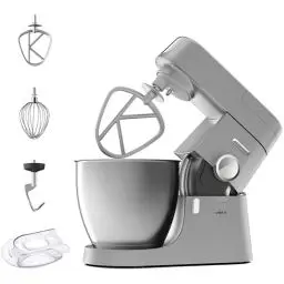 Produktbild: Kenwood Chef XL KVL4100S – Küchenmaschine mit großer 6,7 l Edelstahl-Rührschüssel, multifunktionaler Küchenhelfer, 1200 W, inkl. 3-teiligem Patisserie-Set, silber