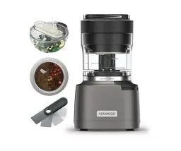 Produktbild: Kenwood Duo Prep 2-in-1 CHP80.000SI Multi-Zerkleinerer & Mahler, Quadblade-Klingen, Hochgeschwindigkeits-Mahlwerk, kompakt, Pulsfunktion, Rutschfest, 500-ml-Behälter , Spülmaschinenfest, 800W, Silber