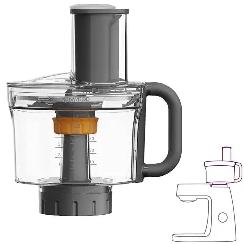 Produktbild: Kenwood MultiPro KAH65.000PL Multi-Zerkleinerer, Zubehör für Kenwood Chef & Chef XL Küchenmaschinen, 5 Arbeitsscheiben für Reiben, Raspeln, Schneiden, Edelstahl-Messer, 1,2 L Fassungsvermögen, Silber