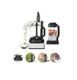 Produktbild: Kenwood MultiPro OneTouch FDM73.480SS – 2-in-1 Kompakt-Küchenmaschine & Mixer, 6 Zubehörteile, 6 Automatikprogramme, Variable Geschwindigkeit & Pulse-Funktion, Integrierte Waage, 1000 W, Silber