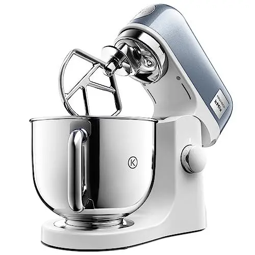 Produktbild: Kenwood kMix Editions KMX760BL Küchenmaschine, 5 l Edelstahl Schüssel, Safe-Use-Sicherheitssystem, Metallgehäuse, 1000 Watt, inkl. 3-Teiligem Patisserie-Set und Spritzschutz, Blau Metallic