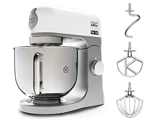 Produktbild: Kenwood kMix KMX750WH Küchenmaschine, 5 l Edelstahl Schüssel, Safe-Use-Sicherheitssystem, Metallgehäuse, 1000 Watt, inkl. 3-Teiligem Patisserie-Set und Spritzschutz, Weiß