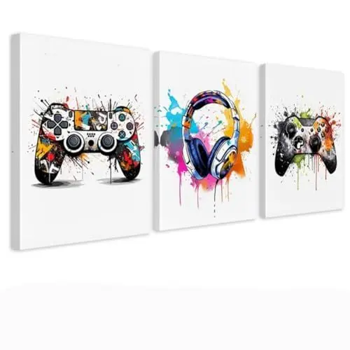 Produktbild: Kepuarm 3 Stück Gaming Poster mit Rahmen,Gaming Bilder,Wandbilder Set Wohnzimmer,Wandbilder für Jungen Teenager Schlafzimmer Spielzimmer Kinderzimmer Geschenk Dekor 30×40cm