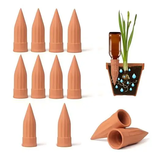 Produktbild: Keramik Pflanze Waterer-12er-Set Selbst Bewässerung Spikes Kleine Terrakotta Pflanze Bewässerung Stakes Geräte Urlaub Selbst Bewässerung Stakes für Innen-/Außenpflanzen