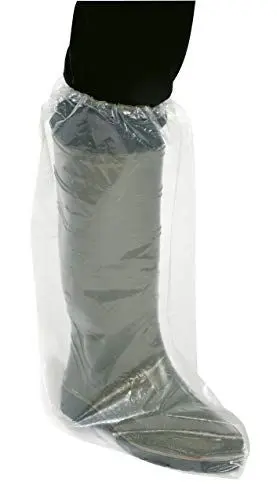 Produktbild: Kerbl Einmalüberschuh (hohe Ausführung, 100 Stück, L x H 40 x 50 cm, Farbe weiß transparent, mit Gummizug) 15375