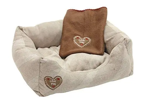 Produktbild: Kerbl Kuschelbett Love You (Farbe beige, L x B x H 47 x 37 x 17 cm, inklusive Fleecedecke, für Hunde und Katzen) 81231