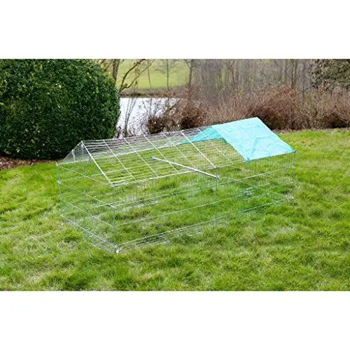 Produktbild: Kerbl Freilaufgehege mit Ausbruchsperre (Maße 180x90x75 cm, Gitterabstand 3 cm, Gehege mit Sitzstange, mit 2 Türen, mit Sonnenschutz) 81712