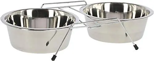 Produktbild: Kerbl Pet Doppelnapfständer mit 2 Edelstahlnäpfen, 2 x 900 ml
