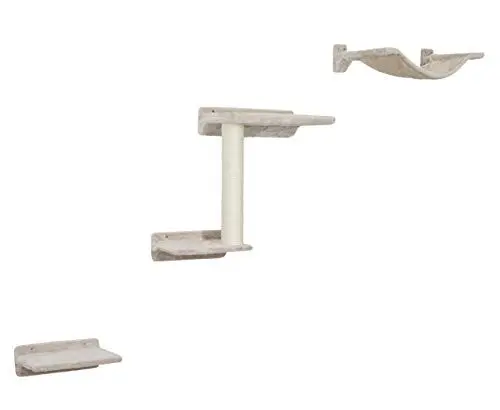 Produktbild: Kerbl Kletterwand Zugspitze (Farbe beige, max. Belastbarkeit 10 kg, 5-teilig, mit zwei Trittbrettern, Katzenspielzeug) 81632