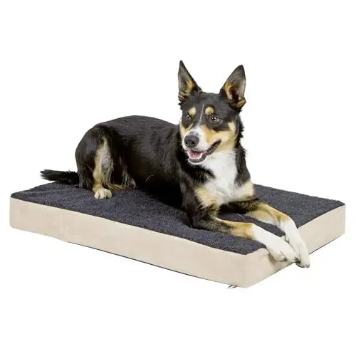 Produktbild: Kerbl Matratze Memory-Foam (Farbe Beige/Anthrazit, L x B x H 100 x 60 x 8 cm, Hundekissen, Waschbarer Bezug) 80327