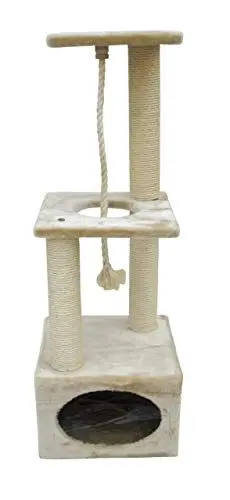 Produktbild: Kerbl Kratzbaum Granat (Farbe dunkelgrau, Höhe 150 cm, sehr stabiler Stand, mit Sisal und Spielball aus Plüsch) 84494