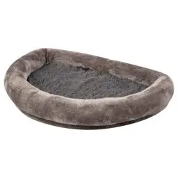 Produktbild: Kerbl Pet Pet Fensterliegebett, Erhöhter Liegeplatz für Katzen, Gepolsterter Rand, Weicher Plüschbezug, Stabile Holzkonstruktion, Anpassbar an die Tiefe des Fensterbretts, 55x35x10 cm, Grau