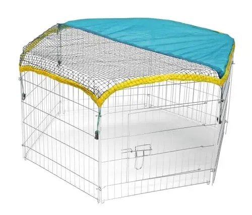 Produktbild: Kerbl Pet Pet Freigehege, verzinkt, 6 Gitter 56,5x56,5 cm, mit Tür und Netz