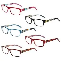 Produktbild: Kerecsen 5 Pack Lesebrille Damen Gute Brillen Hochwertig Mode Federscharniere Komfortabel Lesehilfe fur Frauen (5 Farbe Mischen, 2.0)
