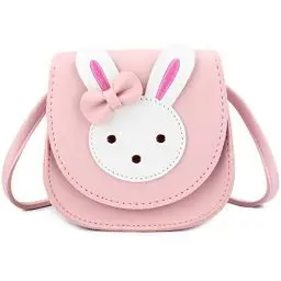 Produktbild: KEREDA Kinder Umhängetasche Mädchen, Niedlicher Hase CrossBody Tasche, PU Leder Prinzessin Mini Handtasche 2-8 Jahre