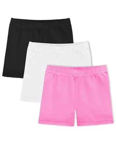 Produktbild: KEREDA 3er-Pack Mädchen Kurze Leggings Radlerhose Sommer Shorts Baumwolle Hosen Unterrock für Kinder,Schwarz/Weiß/Rosa,EU 9-10 Jahre,Manufacturer 140