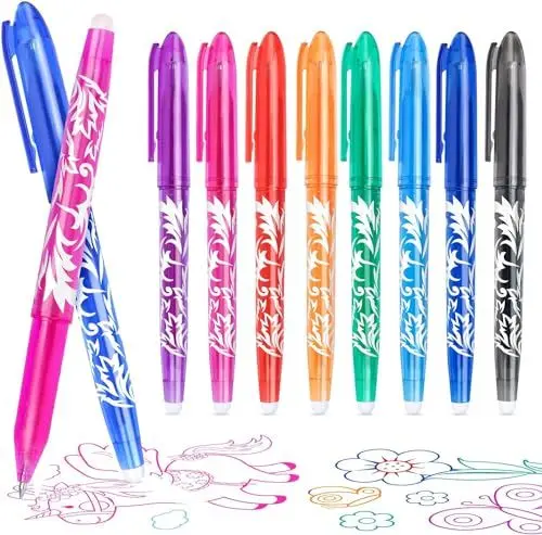 Produktbild: KERIFI Kugelschreiber, 8 Farben Radierbarer Tintenroller, 0.5 mm Tintenroller mit Radiergummi, Löschbarer Gelschreiber Radierstift für Schulsachen Bürobedarf Studenten Notizbuch Planer Bullet Journal