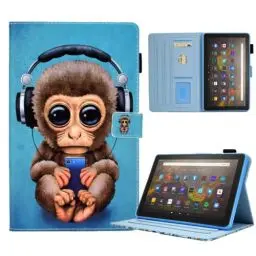Produktbild: KEROM Hülle für Fire HD 10 und Fire HD 10 Plus Tablet (13./11. Generation, 2023/2021) - Premium PU Leder Stand Case Schutzhülle mit Auto Schlaf/Wach Funktion, AFFE