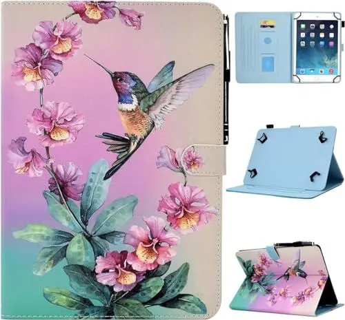 Produktbild: KEROM Universal 10.1 Zoll Tablet Hülle, Universal 10 Zoll Tablet Hülle, PU Leder Schutzhülle Universal Hülle für alle alle 9,5 Zoll bis 10,5 Zoll Android/iOS/Windows Tablets, Kolibri