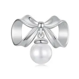 Produktbild: Kerraom Schleifen Charms Anhänger für Armbänder und Halsketten S925 Sterling Silber Perlen Bead Charm Armband für Damen Kette Original Unendlichkeit Charms Kettenanhänger