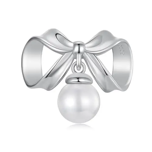 Produktbild: Kerraom Schleifen Charms Anhänger für Armbänder und Halsketten S925 Sterling Silber Perlen Bead Charm Armband für Damen Kette Original Unendlichkeit Charms Kettenanhänger