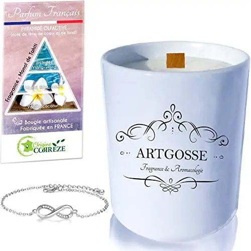 Produktbild: Kerze mit 2 Dochten Kirschblüten mit Schmuckstück verziert mit Kristallen von Swarovski (Infinity Armband)