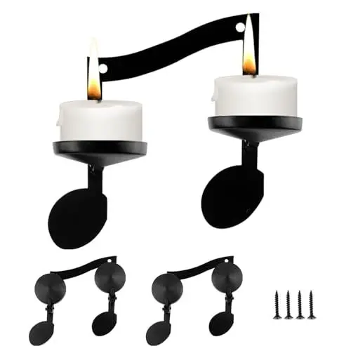 Produktbild: Kerzenhalter Wand, 2 Stück Musik-Symbolen Kerzenständer, Wandkerzenhalter, Wand Kerzenhalterung, Wandhalter Metall Wanddeko für Schlafzimmer Esszimmer Wohnzimmer Badezimmer, Schwarz