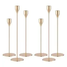 Produktbild: Kerzenständer Gold,Kerzenständer Stabkerzen 33/29/23cm,Metall KegelKerzenleuchter Vintage Dekoration,Hochzeit Kerze Stand,Geeignet für Romantisches Candle Light Dinner,Jubiläum (Golden-6)