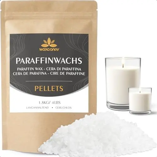 Produktbild: Kerzenwachs zum Gießen 1.8KG/5KG/10KG, Kerzensand & Kerzenwachs Granulat für DIY Kerzenprojekte - Paraffinwachs für Kerzen - Ideal zum Herstellen und Nachfüllen eigener Kerzen (1.8kg)
