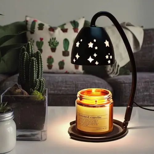 Produktbild: Kerzenwärmer Lampe mit Sterneffekt, Dmmbare Duftlampe für Kerzen in Gläsern, Timer Candle Warmer mit Untersetzer, Geschenk für Heimdekoration
