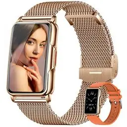 Produktbild: Kesasohe Smartwatch Damen 1,47 Zoll Armbanduhr mit IP68 Wasserdicht Fitness Tracker Sportuhr mit Zwei Wochen Standby SpO2 124 Trainingsmodi Herzfrequenzmessung Schlafmonitor Android iOS Roségold