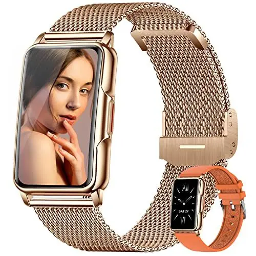 Produktbild: Kesasohe Smartwatch Damen 1,47 Zoll Armbanduhr mit IP68 Wasserdicht Fitness Tracker Sportuhr mit Zwei Wochen Standby SpO2 124 Trainingsmodi Herzfrequenzmessung Schlafmonitor Android iOS Roségold