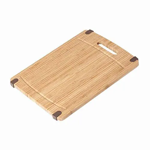 Produktbild: KESPER 58131 Schneidebrett aus Bambus mit Rutsch-Stopp 38 x 28 x 1,6 cm/Tranchierbrett/Schneidbrett