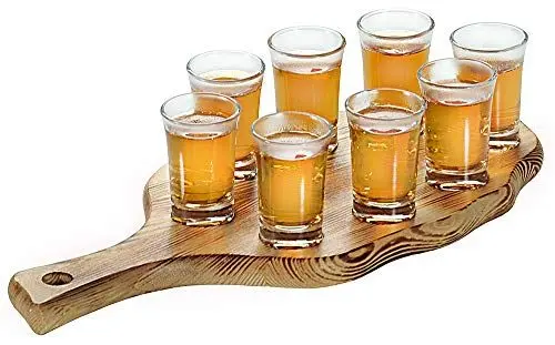 Produktbild: KESPER 68280 Schnapsglasträger, Kiefer - geflammt, mit 8 Gläsern