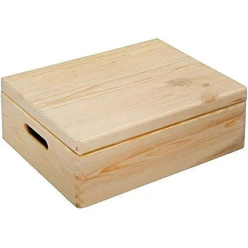 Produktbild: Kesper Allzweckkiste 40x30x14cm mit Deckel aus Kiefer, braun, 40 x 30 x 14 cm