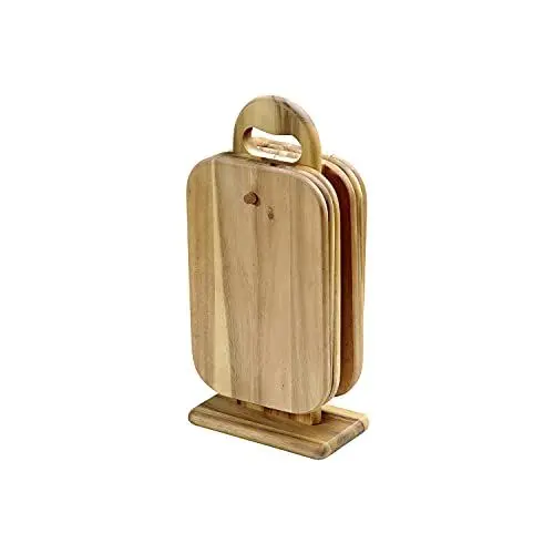 Produktbild: KESPER Holzständer mit 6 Frühstücksbrettchen – 7-teiliges Set aus Akazienholz, Feuchtigkeitsabweisend mit Biofa-Ö, Maße: 15 x 9 x 32 cm, 2137571