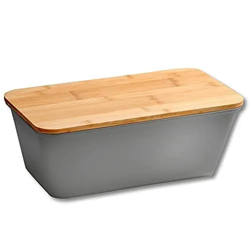 Produktbild: Kesper | Brotbox, Material: Kunststoff, Bambus, Maße: B: 35 x H: 20 x T: 13,5 cm, Farbe: Grau, Braun | 58491