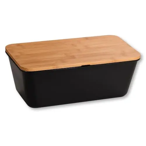 Produktbild: Kesper | Brotbox, Material: Kunststoff, Bambus, Maße: B: 35 x H: 13,5 x T: 20 cm, Farbe: Schwarz, Braun | 58498