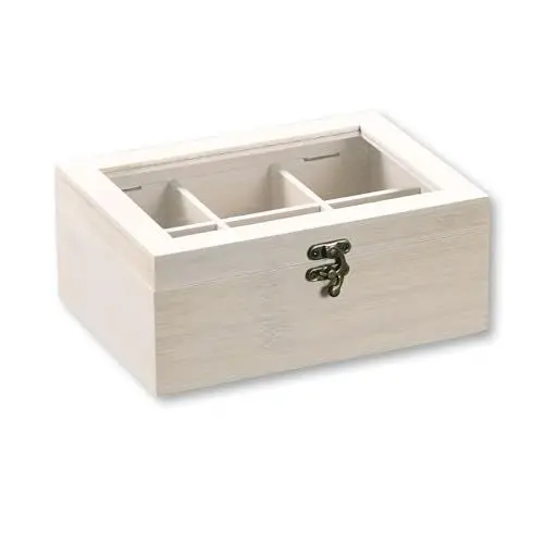 Produktbild: Kesper | Teebox, Material: FSC®-zertifizierter Bambus, Maße: 21,5 x 16 x 9 cm, Farbe: Cremeweiß | 57902
