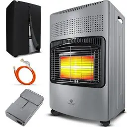 Produktbild: KESSER® 4200 Watt Keramik Gasheizer inkl. Gasdruckregler Gasschlauch + Schutzhülle - Gasheizofen, Heizstrahler Gasheizgerät, Infrarot Keramikbrenner, Butan- oder Propangasflaschen bis 15kg, Grau