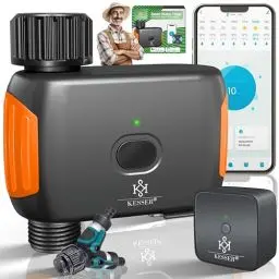 Produktbild: KESSER® Bewässerungssteuerung mit WLAN WiFi | Bewässerungscomputer für Garten & Balkon | Bewässerungssystem mit Zeitschaltuhr | Automatische Bewässerung App & Sprachsteuerung 20 Zeit-Pläne | Orange