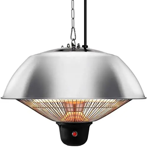 Produktbild: KESSER® Deckenheizstrahler ✓ Heizpilz ✓ Heizstrahler ✓ Terrassenstrahler | Infrarot | Decke | Heizgerät| Infrarotstrahler | Wärmestrahler | Terrasse | Quarzstrahler | Leistung: 1500W Silber