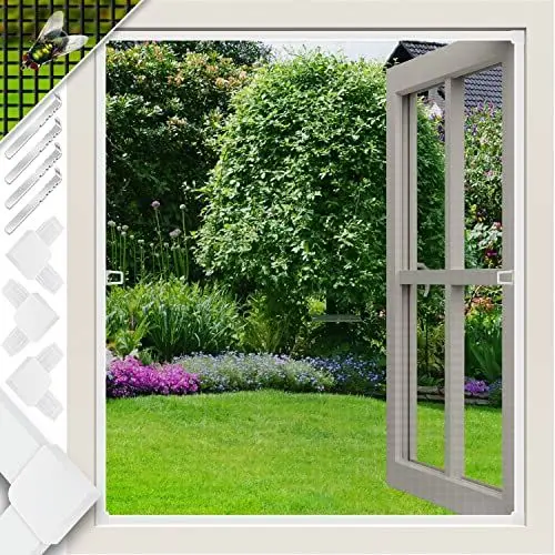 Produktbild: KESSER® Fliegenschutzgitter für Fenster mit Aluminium Rahmen Fliegengitter Fliegenschutz Insektenschutz, mückengitter, moskitonetz, Spannrahmen, ohne Bohren und Schrauben