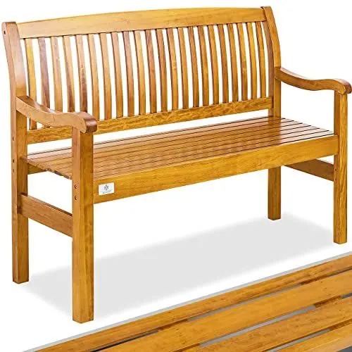Produktbild: KESSER® Gartenbank Holz Holzbank wetterfest | Für 2 bis 3 Personen | Parkbank aus Massivholz | Sitzbank 225 kg belastbar 125 cm | Balkonbank Bank für Balkon Terrasse & Garten inkl. Cover Hellbraun