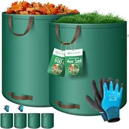 Produktbild: KESSER® Gartensack 4x 500L Set Laubsack Gartenabfallsack inkl. Handschuhe - Selbststehend 4 Griffe Stabil Robust & Faltbar - Laubsäcke Rasenschnitt Gartensäcke für Gartenabfälle Grünschnitt Grün