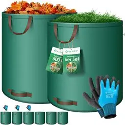 Produktbild: KESSER® Gartensack 6x 500L Set Laubsack Gartenabfallsack inkl. Handschuhe - Selbststehend 4 Griffe Stabil Robust & Faltbar - Laubsäcke Rasenschnitt Gartensäcke für Gartenabfälle Grünschnitt Grün