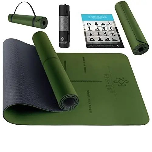 Produktbild: KESSER® Gymnastikmatte mit Tragegurt rutschfest TPE Yogamatte Gepolstert & rutschfest Fitnessmatte, 183 x 61 Trainingsmatte für Fitness Sportmatte, Pilates & Gymnastik + Tragegurt & Tasche, extradick